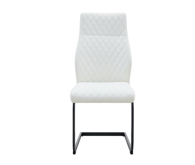 Conjunto mesa e cadeiras jantar 3 peças - mesa redonda vidro ø85 cm com 2 cadeiras pu brancas de encosto alto e capitonê losango - elegante