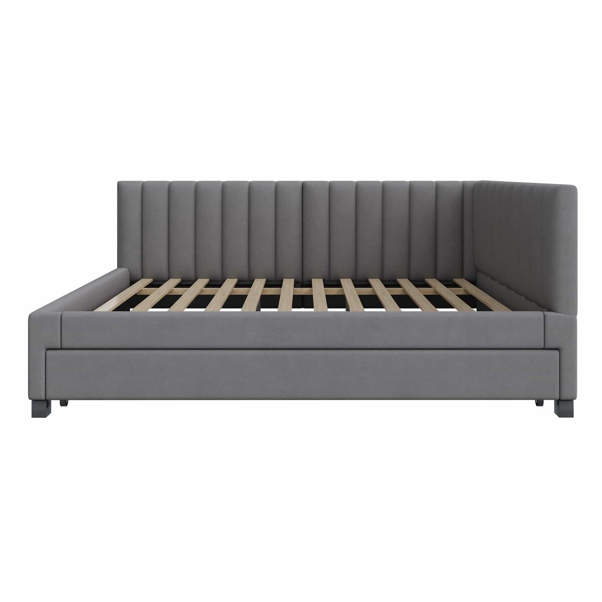 Divã estofado 140x200 cm - com cama com gavetão 90x190cm - tecido de veludo - cinzento
