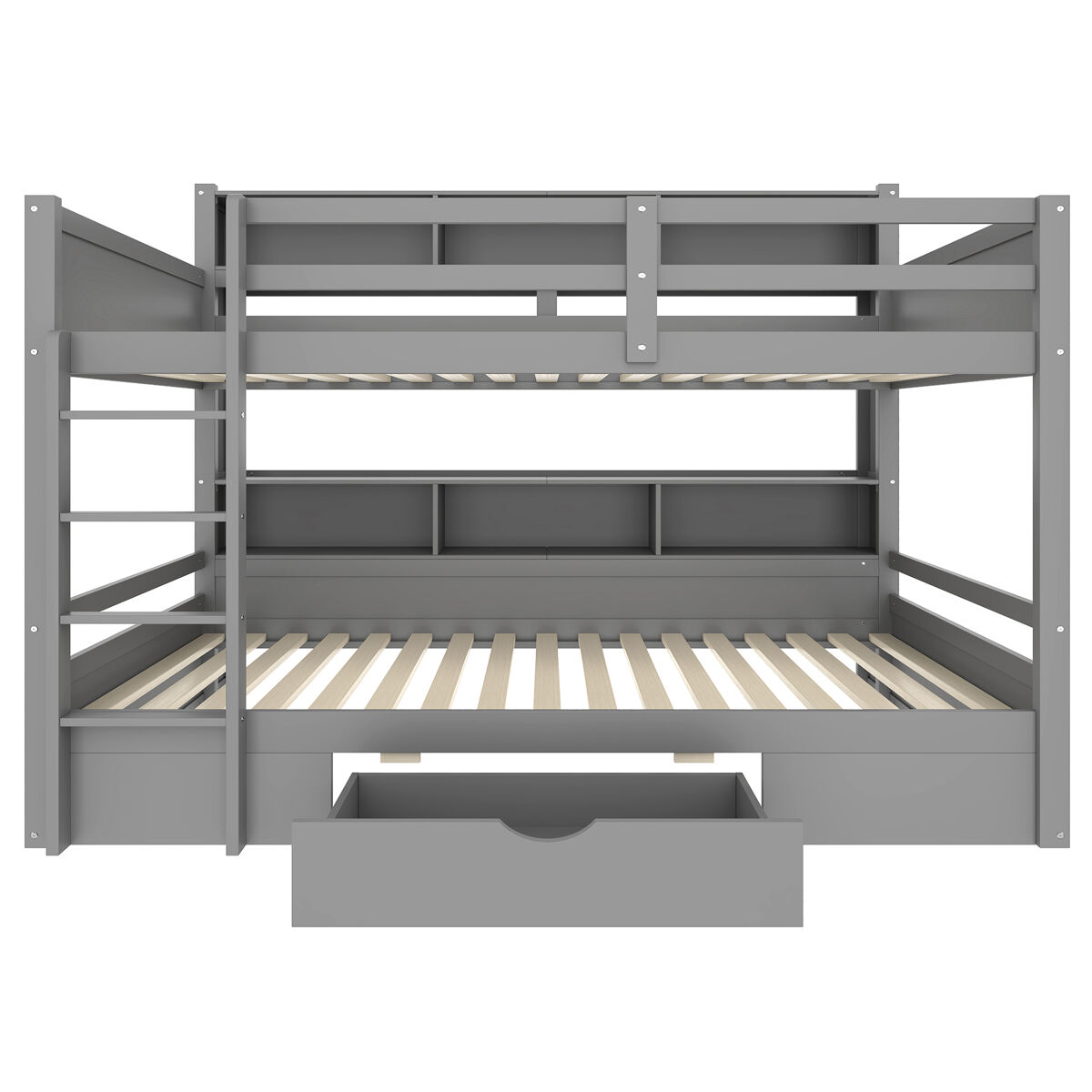 Litera 90x200 cm - com gavetas, com compartimentos de arrumação, sem colchão - cinza