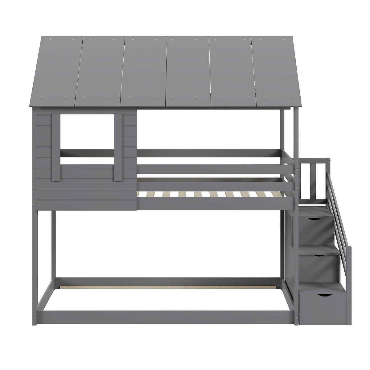 Cama infantil 90 * 200 cm - sistema hidráulico de arrumação, robusta e duradoura, para crianças - cinza