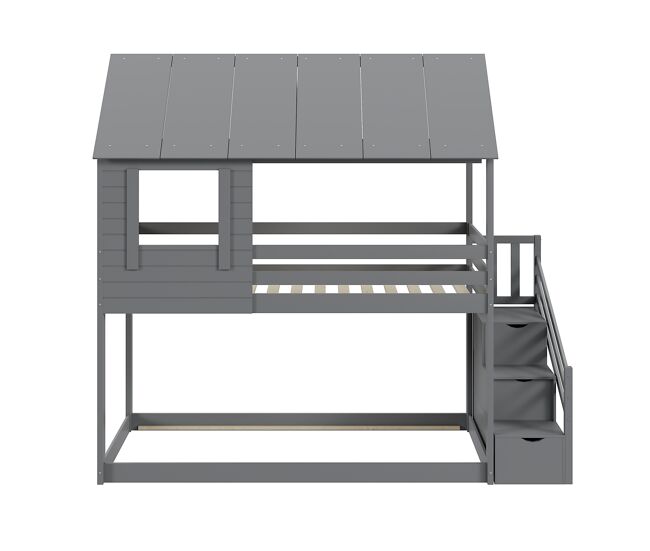 Cama infantil 90 * 200 cm - sistema hidráulico de arrumação, robusta e duradoura, para crianças - cinza