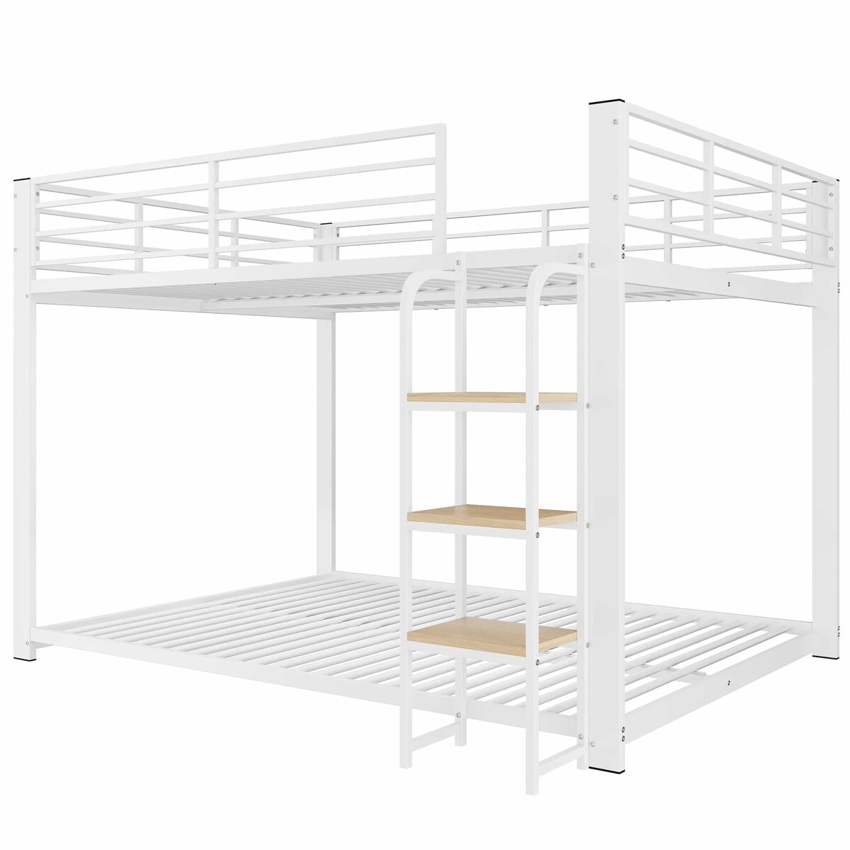Beliche 140×200 cm – silencioso, escada com degraus de madeira, capacidade para 180 kg e corrimão de segurança alto – branco