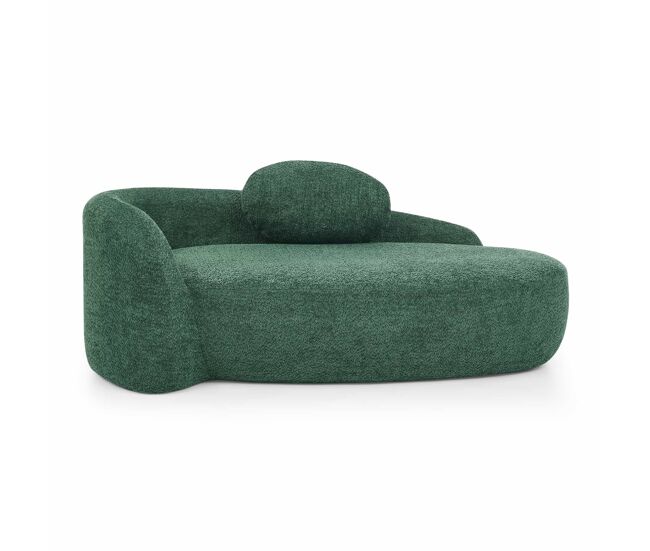 Sofá minimalista em tecido teddy fleece - design arredondado, estofo macio com almofadas, ideal para a sala de estar, quarto e escritório - verde
