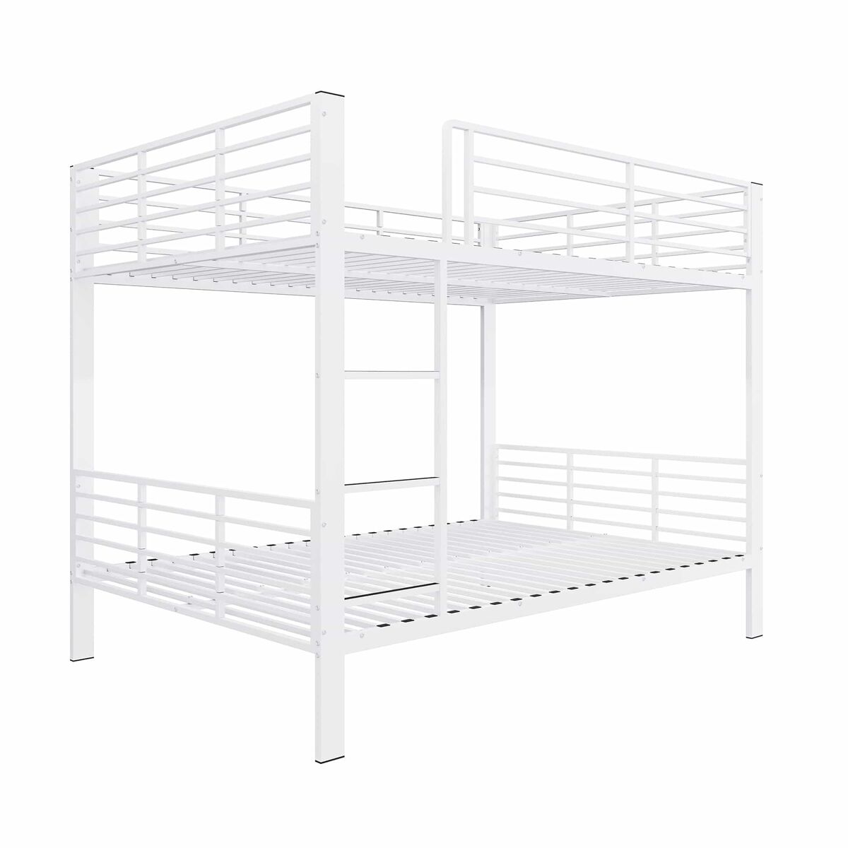 Beliche metálico 140×200 cm - estável, com grades, escada, silencioso e antiderrapante - branco