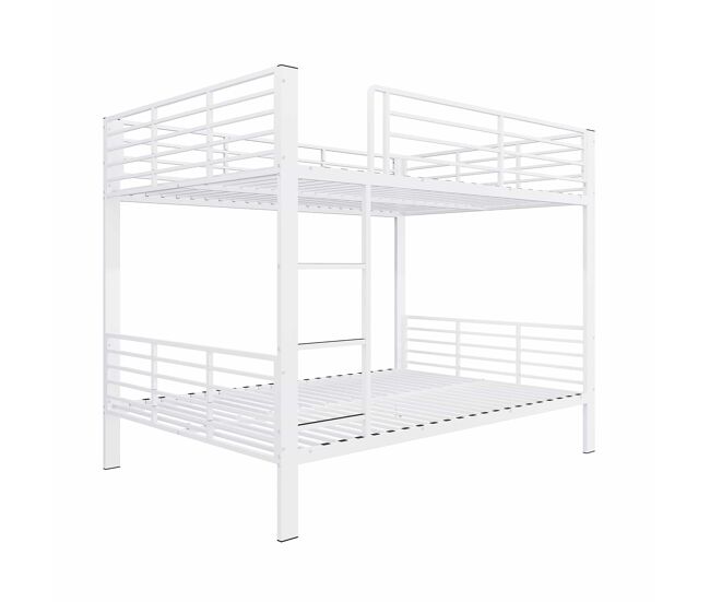 Beliche metálico 140×200 cm - estável, com grades, escada, silencioso e antiderrapante - branco