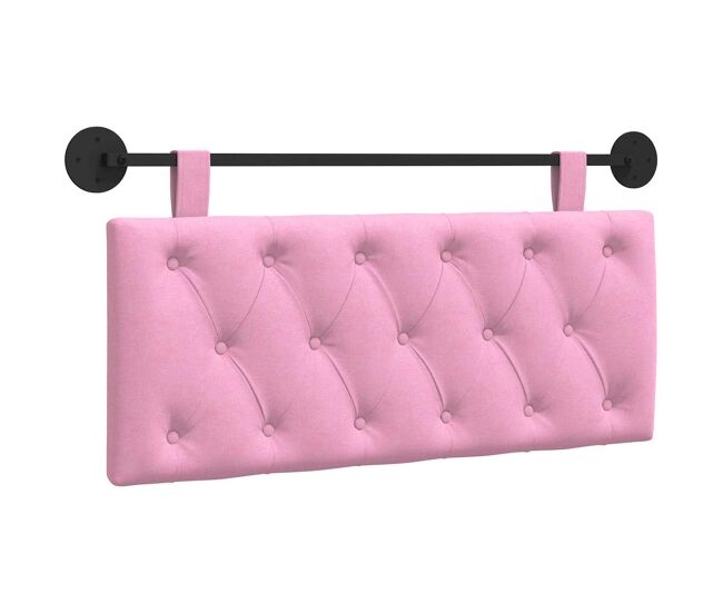 Cabeceira de cama suspensa rosa tecido