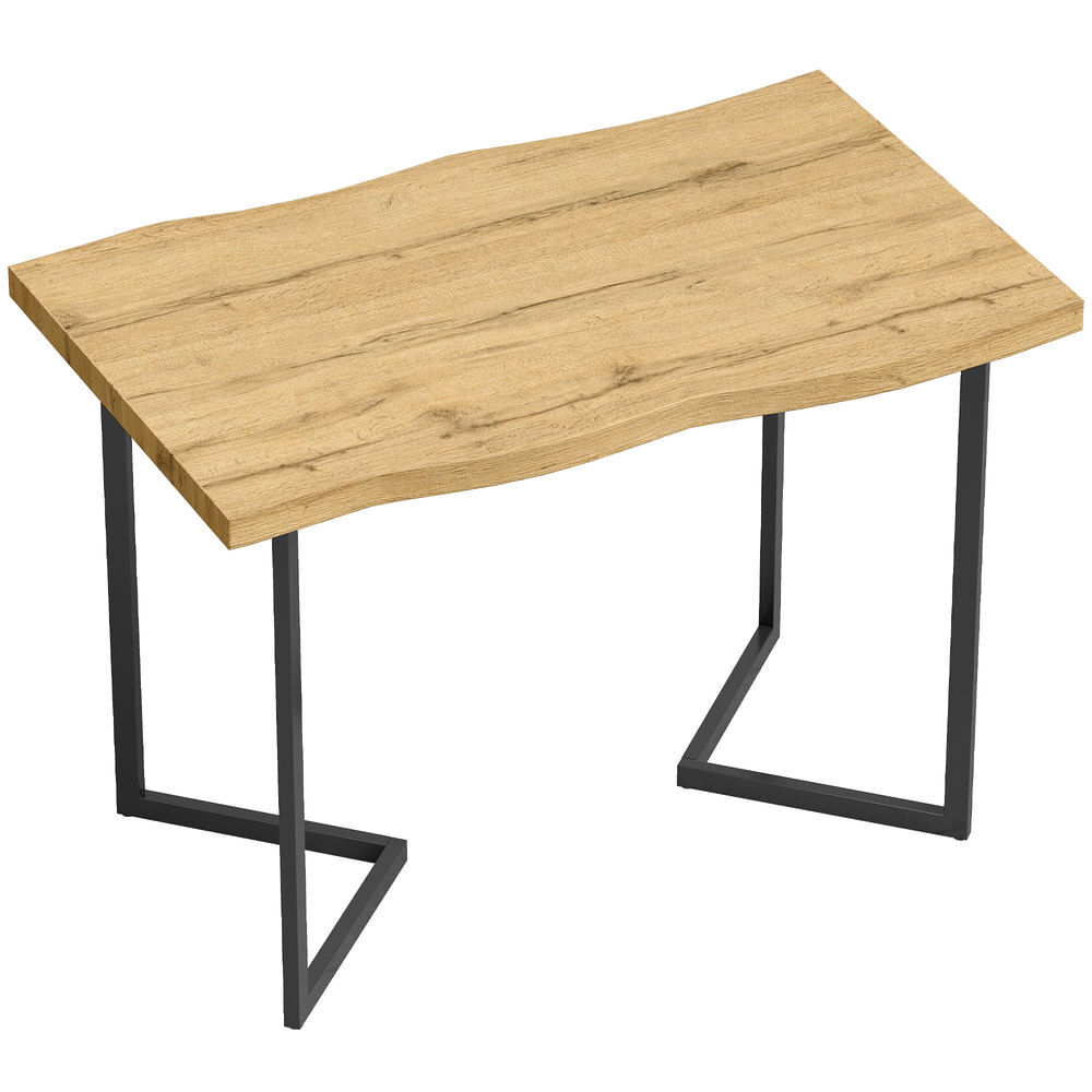 Homcom mesa de jantar para 2 pessoas com tampo espesso, pernas metálicas, estilo moderno, para sala de estar, 110x67x75,5 cm, carvalho