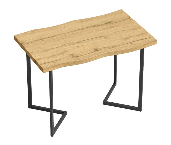 Homcom mesa de jantar para 2 pessoas com tampo espesso, pernas metálicas, estilo moderno, para sala de estar, 110x67x75,5 cm, carvalho