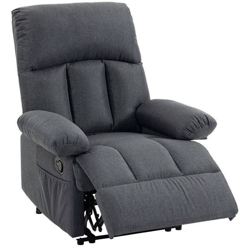 Homcom poltrona de massagem relax reclinável, 8 pontos de massagem, calor lombar, comando, assento com molas, bolsos laterais, tecido efeito linho,