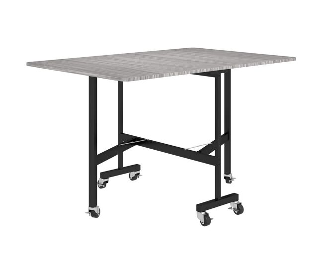 Homcom mesa de jantar dobrável 4-6 pessoas com rodas e abas rebatíveis 120x80x73 cm cinzento