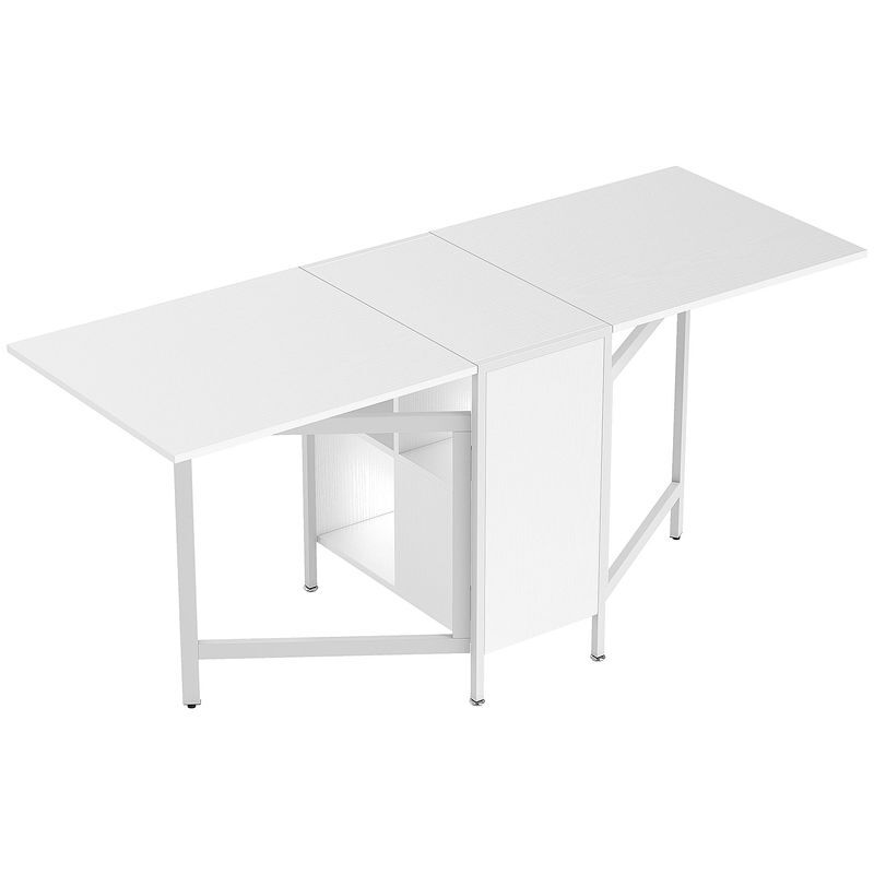 Homcom mesa de cozinha dobrável com arrumação mesa de refeição compacta com 4 prateleiras para sala de jantar sala de estar mesa auxiliar de madeira