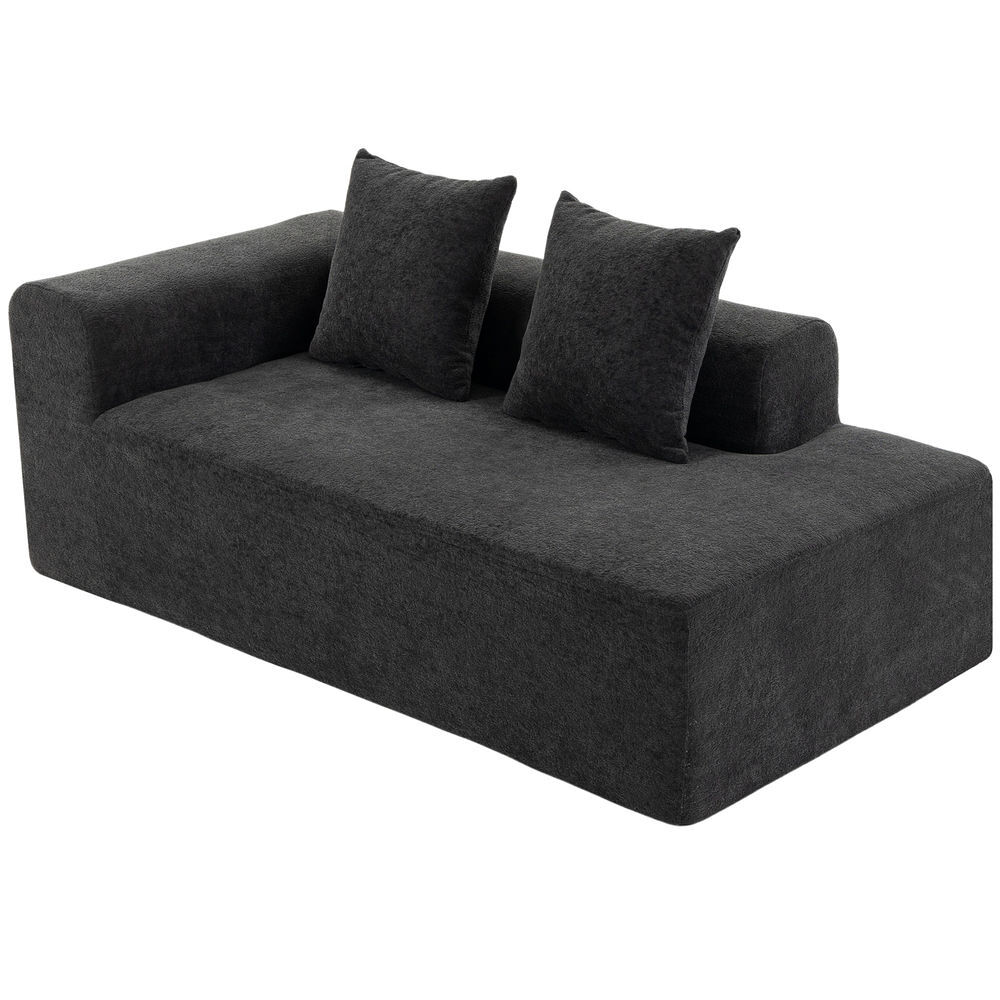 Homcom sofá de 2 lugares em chenille, sofá para sala, 2 almofadas, assento com molas, sem montagem, para quarto e escritório, 171,5x91,5x83 cm,