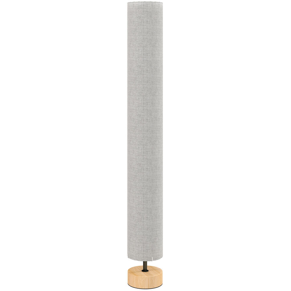Homcom candeeiro de pé moderno para sala e quarto, 2 casquilhos e27 máx. 40 w, abat-jour em linho, estrutura metálica, 15x15x120 cm, cinzento
