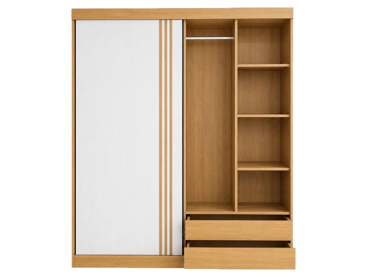 Roupeiro carmen (cerejeria, branco)(2 portas de correr)