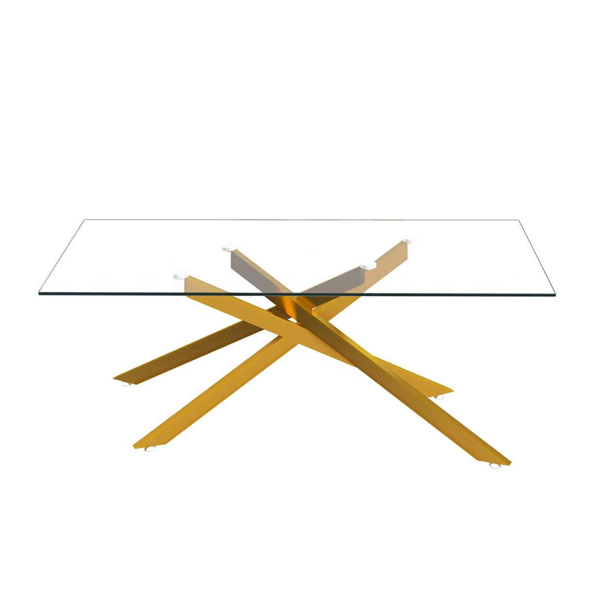 Mesa de centro 120×60×46 cm - vidro temperado e estrutura metálica, design moderno - dourado