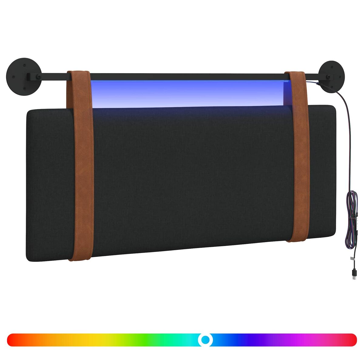 Cabeceira de cama suspensa com luz led preto pu antigo