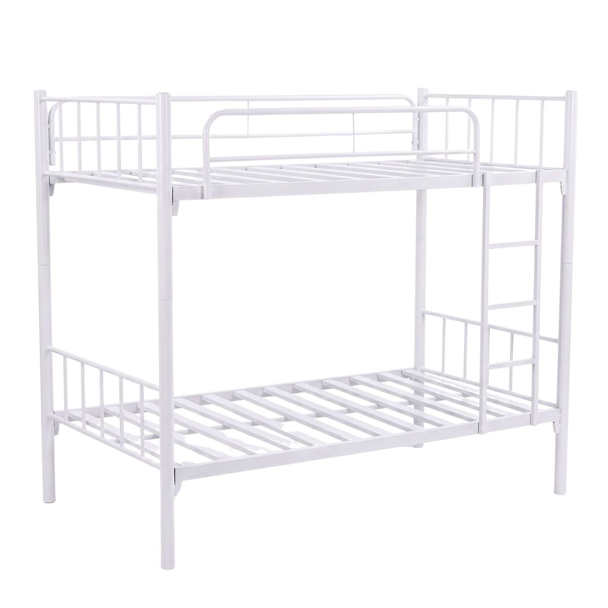Beliche juvenil 90x190 cm, estrutura metálica, beliche duplo cathy com escada, conversível em 2 camas, blanc