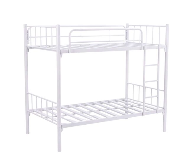 Beliche juvenil 90x190 cm, estrutura metálica, beliche duplo cathy com escada, conversível em 2 camas, blanc