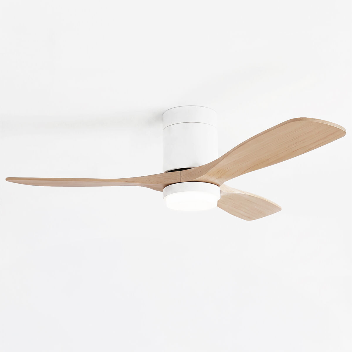 Ventoinha de teto flow22 de 132 cm com luz led de 18 w, 6 velocidades, comando à distância, temporizador até 8 h e função verão/inverno, acabamento