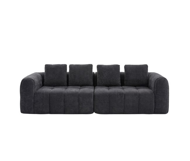 Sofá de canto modular 260 x 94,5 x 80 cm - 3 lugares, espuma de alta densidade, montagem livre, veludo com braços, assento profundo - gris escuro
