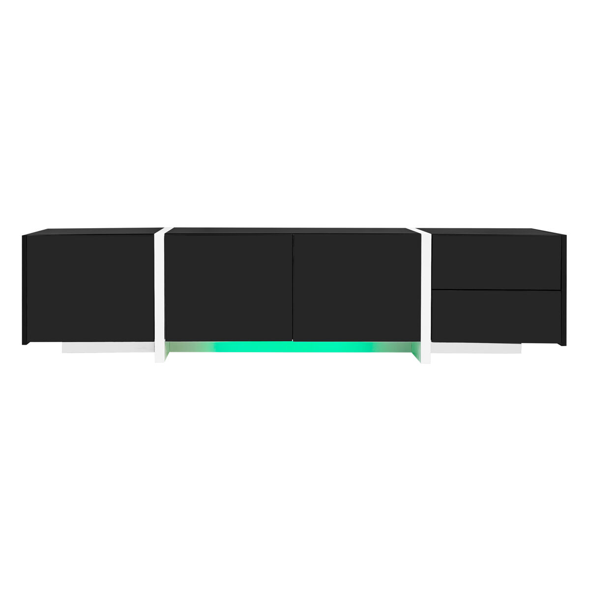 Móvel de tv baixo - com portas, gavetas e luz led - noir e blanc