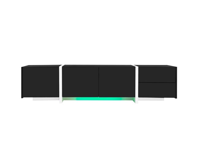 Móvel de tv baixo - com portas, gavetas e luz led - noir e blanc