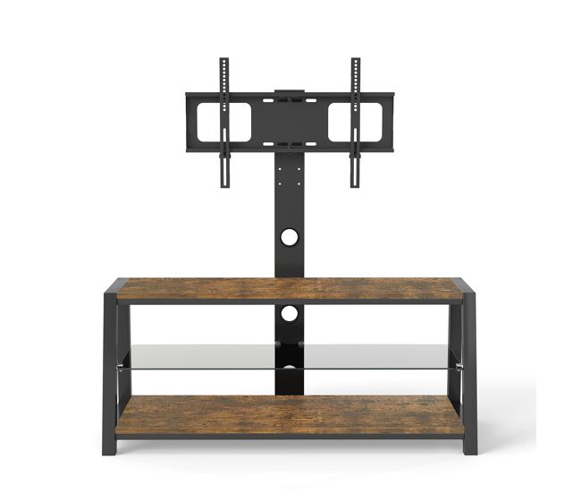 Móvel para tv 125 x 116 x 42 cm - suporte para tv ajustável, vidro noir, giratório, montagem na parede - castanho