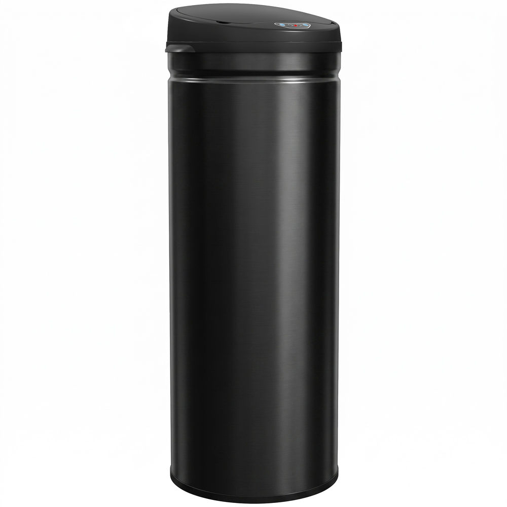 Homcom caixote do lixo automático para cozinha 50 l, em acier inox, com sensor infravermelho, fecho automático, antidedadas, noir