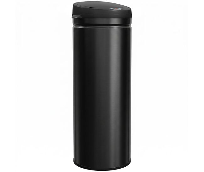 Homcom caixote do lixo automático para cozinha 50 l, em acier inox, com sensor infravermelho, fecho automático, antidedadas, noir