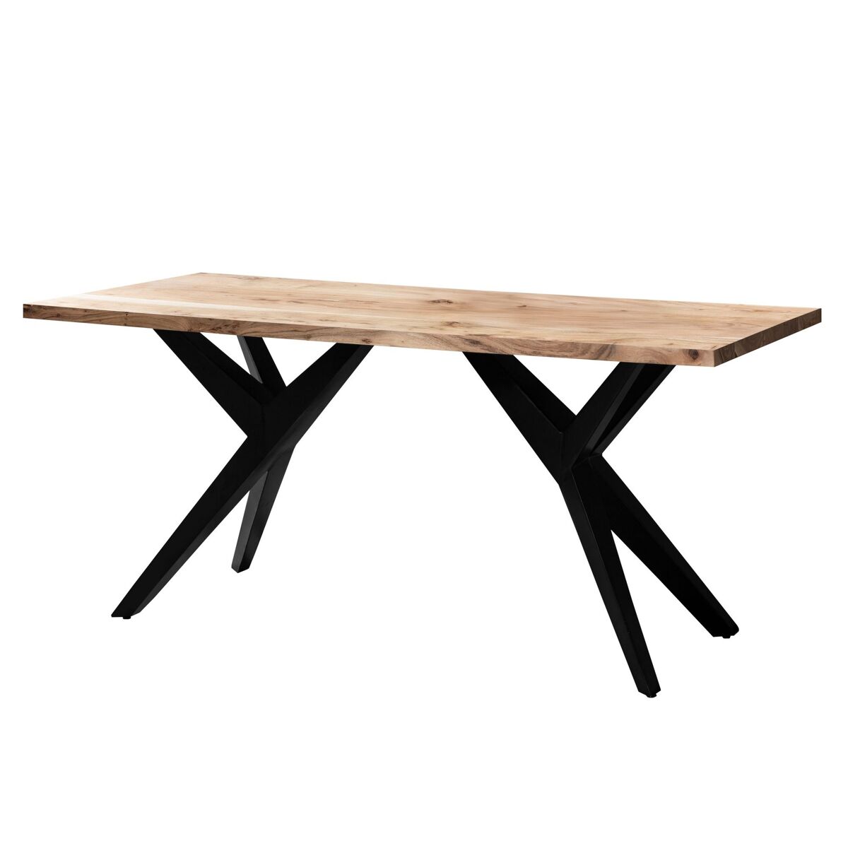 Mesa 100x200 cm em madeira maciça de acácia, estilo loft; mesa home office com