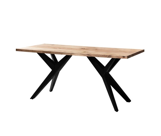 Mesa 180 x 90 x 76 cm em madeira maciça de acácia, estilo loft; mesa home office com