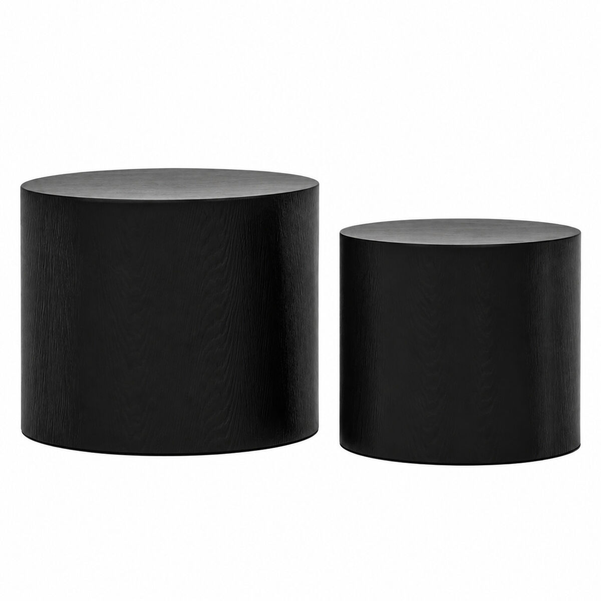 Conjunto de 2 mesas auxiliares redondas - modernas, em madeira, com pés antiderrapantes, sem montagem - noir