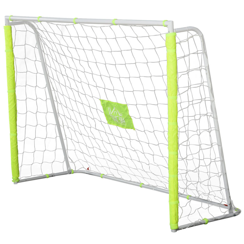 Homcom baliza de futebol com estrutura metálica e rede, para treino no jardim e ao ar livre, 186x62x123 cm, blanc e jaune