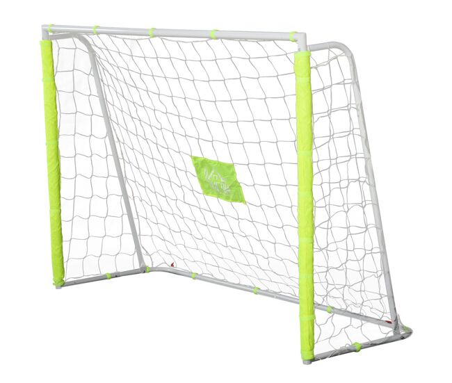 Homcom baliza de futebol com estrutura metálica e rede, para treino no jardim e ao ar livre, 186x62x123 cm, blanc e jaune