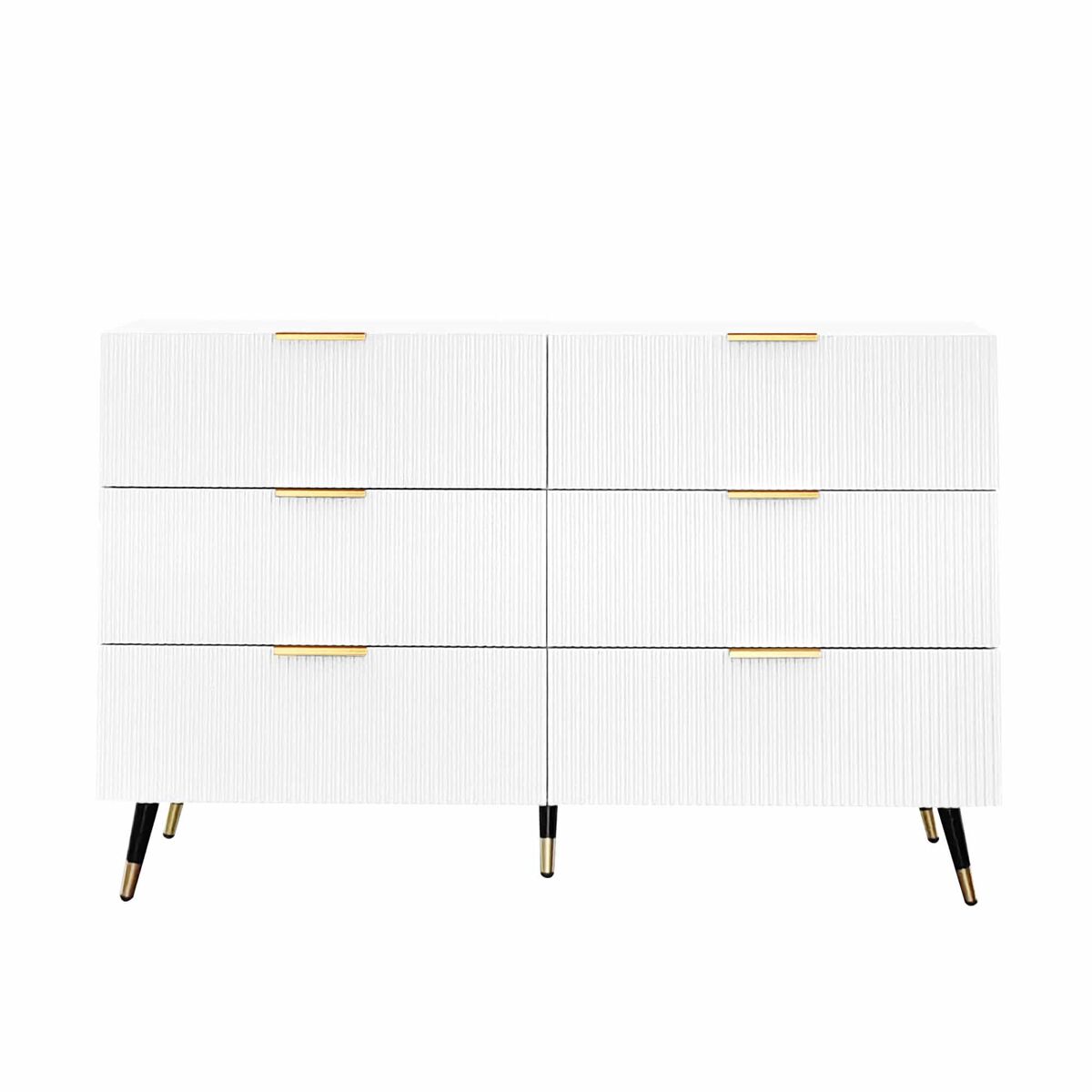 Aparador, cómoda moderna - 6 gavetas - aglomerado de partículas - blanc