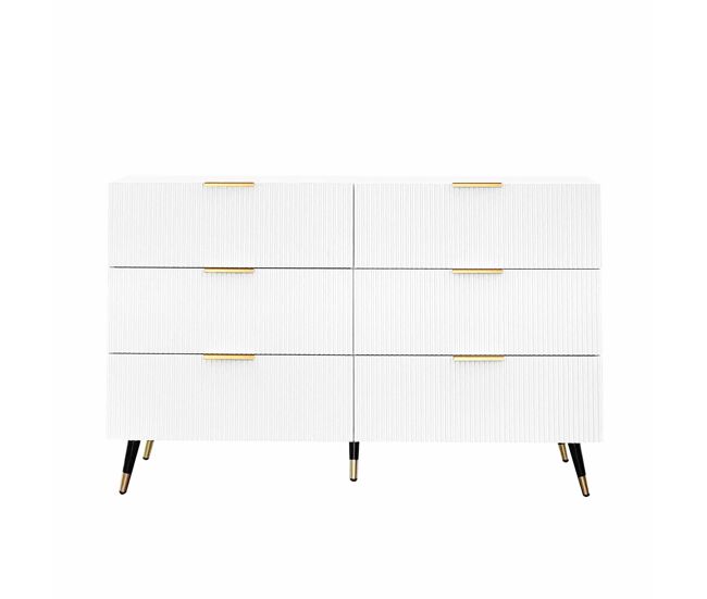 Aparador, cómoda moderna - 6 gavetas - aglomerado de partículas - blanc