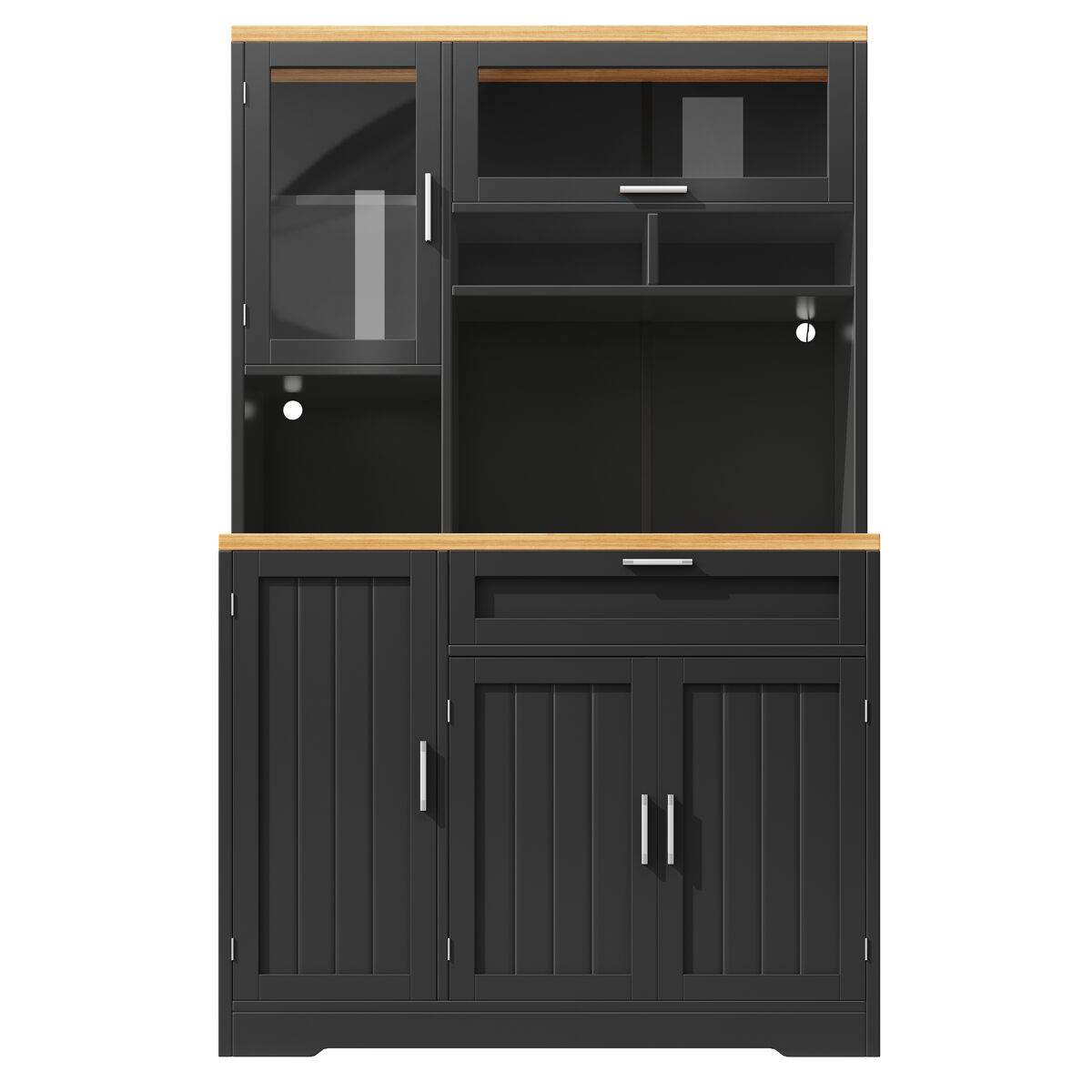 Armário alto led 104x40x180 cm - vitrine moderna para cozinha e sala - noir