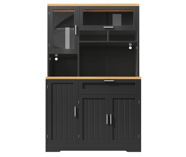Armário alto led 104x40x180 cm - vitrine moderna para cozinha e sala - noir