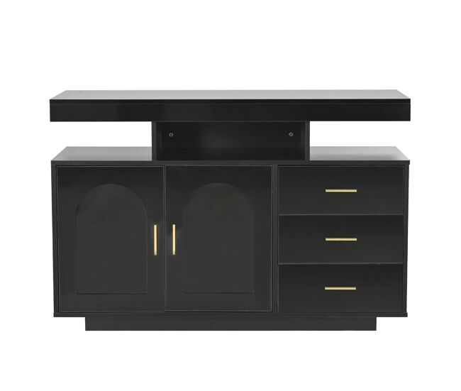 Aparador led 120 cm - buffet com 16 luzes coloridas, noir