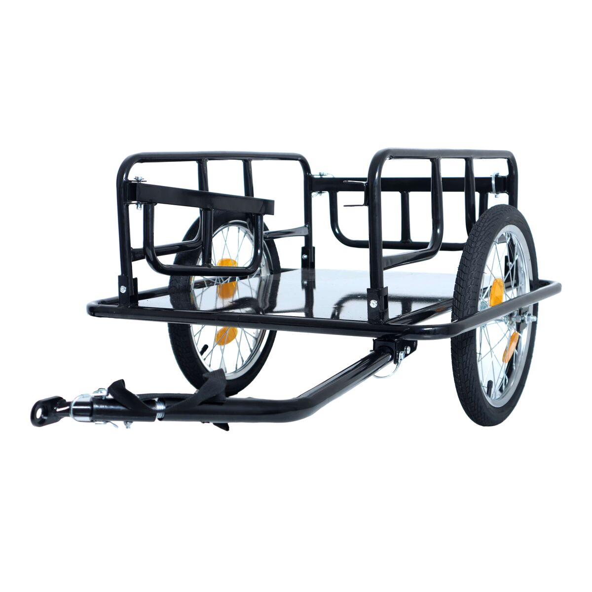 Reboque para bicicleta de 16 polegadas – capacidade de carga de 50 kg, com engate universal, rodas resistentes e refletores, ideal para compras e transporte – noir