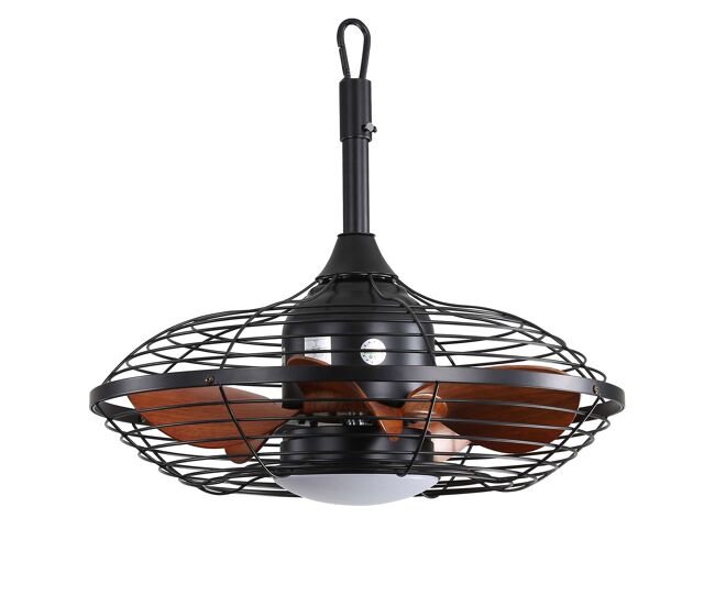Ventilador de teto de 51 cm - led de 18 w, 3 temperaturas de cor, 5 pás em abs, motor cc, gancho para exterior - noir