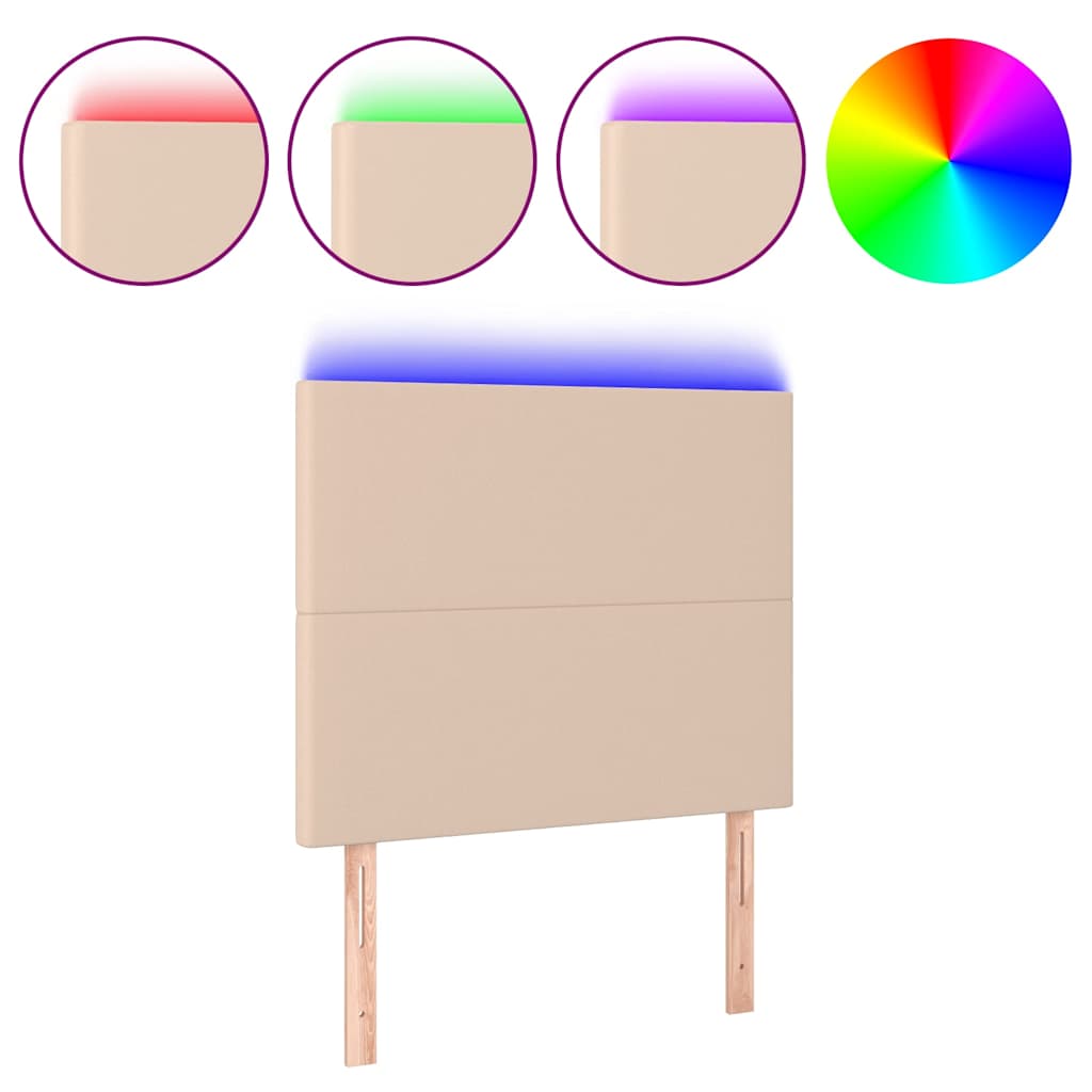 Cabeceira cama moderna, para cama de casal c/ led couro artif. 100x5x118/128 cm cappuccino