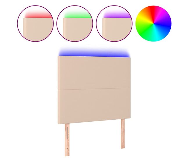 Cabeceira cama moderna, para cama de casal c/ led couro artif. 100x5x118/128 cm cappuccino