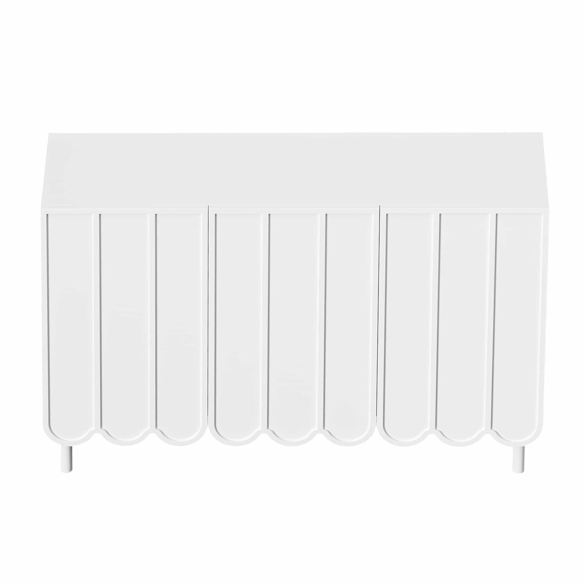 Aparador moderno 120x35x80 cm - portas onduladas, étagères ajustáveis - blanc
