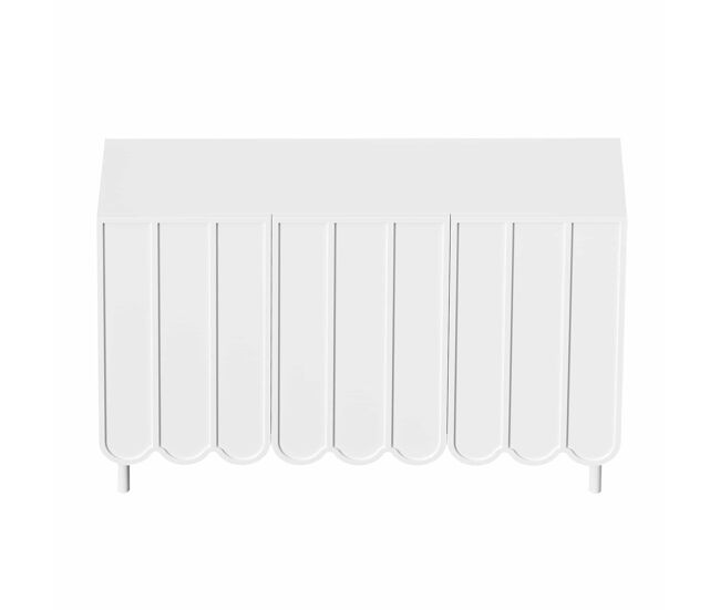 Aparador moderno 120x35x80 cm - portas onduladas, étagères ajustáveis - blanc