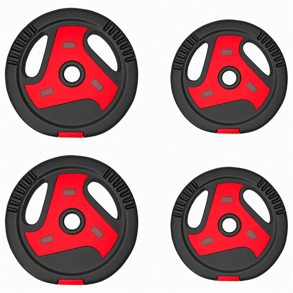 Sportnow conjunto de 4 discos de peso, orifício ø25 mm, total 15 kg, 2x5 kg, 2x2,5 kg, em pp, com pegas, para halteres e barras, noir e rouge