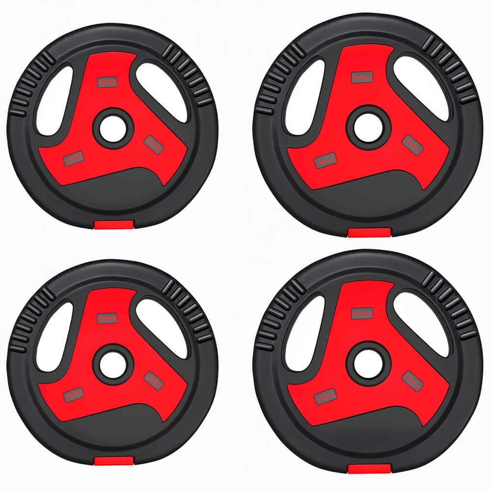 Sportnow conjunto de 4 anilhas 25 kg, orifício ø25 mm, 2x7,5 kg + 2x5 kg, em pp, com pegas, para halteres e barras, noir e rouge
