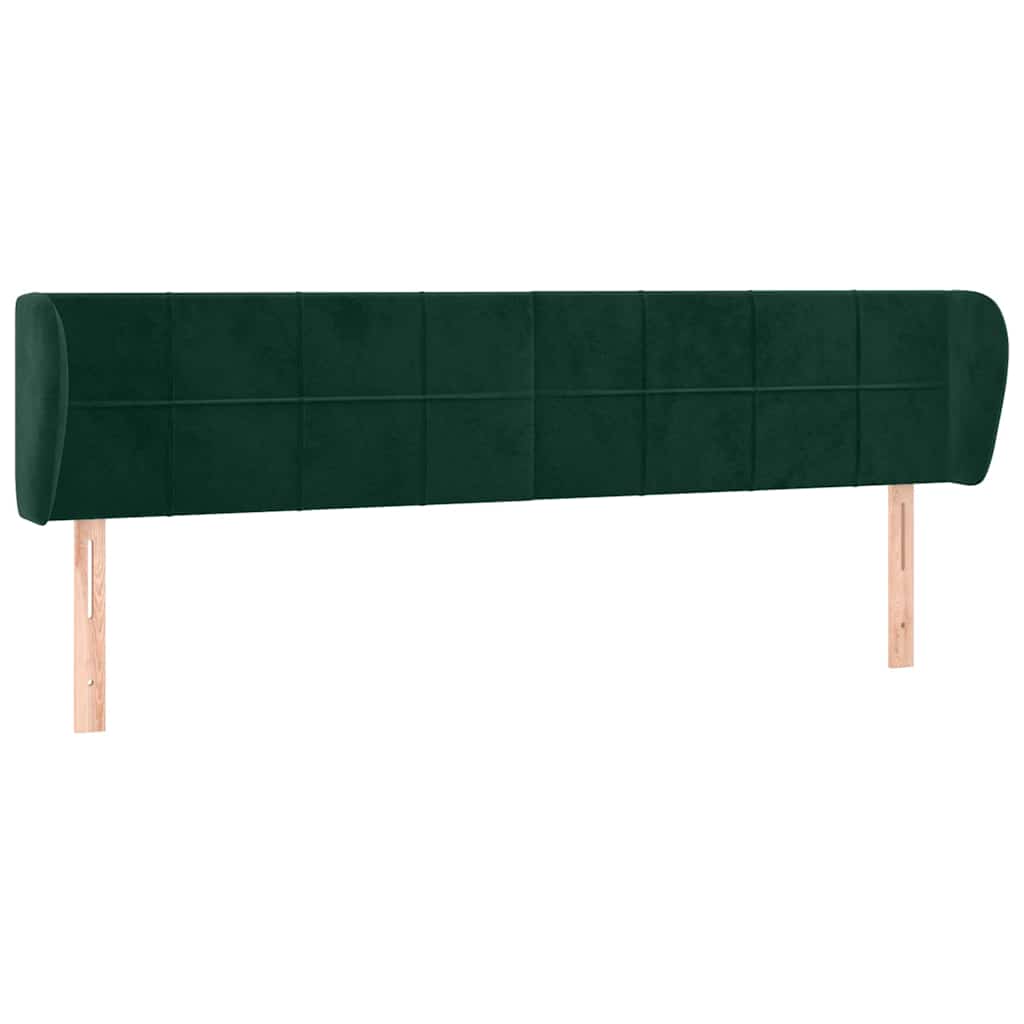 Cabeceira de cama moderna, para cama de casal c/ abas veludo 183x23x78/88cm verde-escuro
