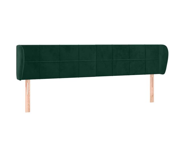 Cabeceira de cama moderna, para cama de casal c/ abas veludo 183x23x78/88cm verde-escuro
