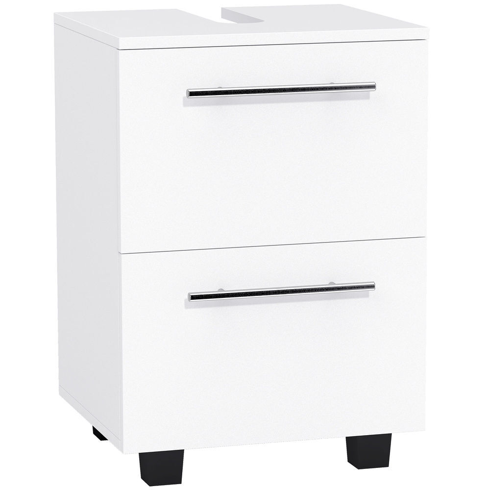 Homcom móvel sob lavatório, móvel de casa de banho compacto com gaveta e armário com porta, corte em u, estilo moderno, para lavatório sem pedestal, 41,5x35,5x59 cm, blanc